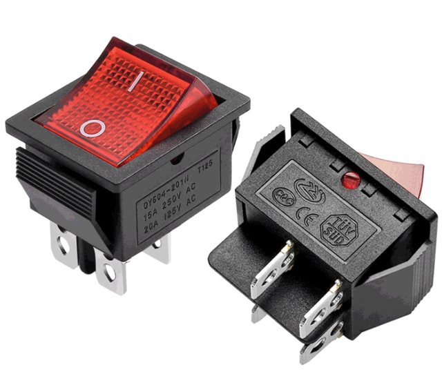 16A 250VAC T125 Rocket Switch Rocker Switch with Red Button Push