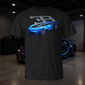 T-shirt Supercar Chiron noir pour hommes, t-shirt graphique avec motif de voiture - Product Image 3