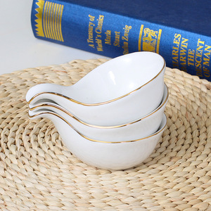 Salsa <span class=keywords><strong>di</strong></span> immersione piatti bianchi piccoli piatti da immersione per bomboniere set piatto in ceramica con manico in salsa Dim Sum - Product Image 2