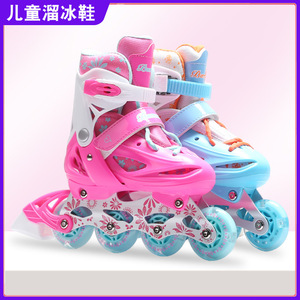 Patines en línea ajustables para niños, ruedas de goma azules y rosas, forro de malla, zapatos de entrenamiento para niños - Product Image 5