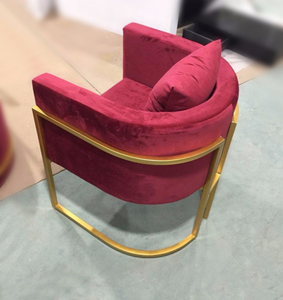 Chaise de manucure en forme de U Chaise à pain de luxe légère Chaise de canapé simple de maquillage <span class=keywords><strong>Fauteuil</strong></span> en velours avec pieds dorés pour le salon - Product Image 6