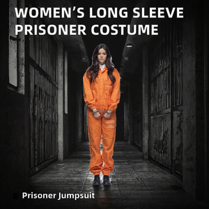 Disfraz de Prisionera para Mujer, Adulto, Manga Larga, Poliéster, Naranja, Mono de Reclusa, para Halloween, Carnaval, Fiesta de Disfraces - Product Image 1