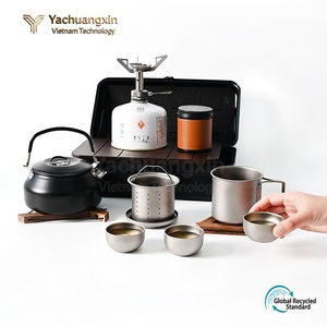 Outdoor Portable Tea Set Stainless Steel Kettle with Cups in Black <b>Storage</b> <b>Box</b> for <b>Camping</b> Cooking All Seasons - Product Image 6