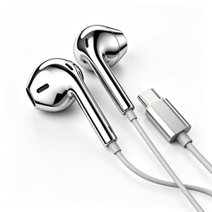 Écouteurs Chrome entièrement dorés, écouteurs filaires Chrome, écouteurs Type C, écouteurs filaires USB C, écouteurs filaires argentés - Product Image 5
