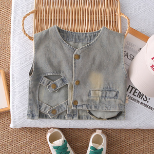 Nouvel Ensemble d'Été Trois Pièces en Jean pour Enfants, Garçons et Filles, Style Formel avec Motif 3D, Gilet en Coton et Chemise à Manches Longues à l'Étrangère - Product Image 5