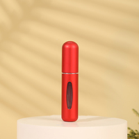 Flacon de voyage portable en métal de 5 ml avec sous-flacon et couvercle en plastique, couleur aluminium, pour parfums et lotions