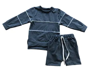 थोक यूनिसेक्स स्प्रिंग स्वेटसूट सेट बेबी जॉगर्स लंबी बांह की शर्ट और शॉर्ट सेट कॉटन पायजामा सेट