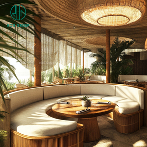 Nhà Hàng Vòng Bằng Gỗ Cong Nửa Vòng Tròn Bàn Sofa Đồ Nội Thất Thiết Lập Gian Hàng Chỗ Ngồi Cho Quán Cà Phê Quán Cà Phê - Product Image 1