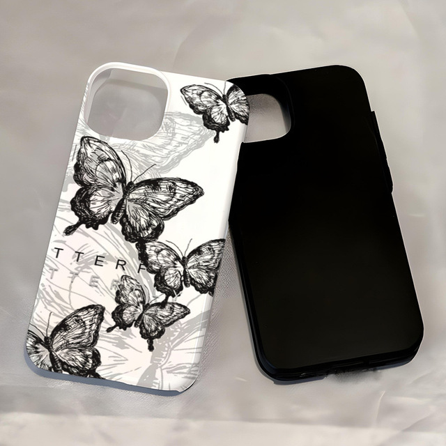 TPU +PC 2 in 1 Sublimation Butterfly Phone Case Blank Custom Printing for Iphone 13 14 15 16 Cellphone Protective Case