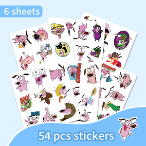 54 autocollants en <span class=keywords><strong>PVC</strong></span> avec logo <span class=keywords><strong>de</strong></span> dessin animé Courage le chien lâche pour bouteilles, ordinateurs portables, décoration, anime TV classique, imperméables - Product Image 4