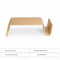 Table basse pliante en bois massif courbé, style nordique moderne du milieu du siècle, design scandinave minimaliste, mobilier de salon