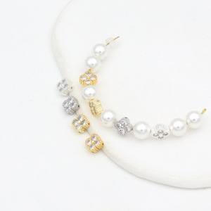 Four Leaf Clover Zircon <b>Spacer</b> Beads 7mm Gold Plated Silver Jewelry Findings DIY Accessories FGT550 - Product Image 2
