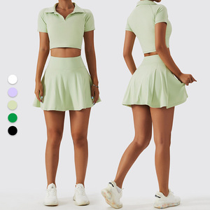 Großhandel Custom Logo 2 Stück Tennis Kleid Yoga Set Female Gym Fitness Set Sport Wear Frauen Tennis Röcke Set - Product Image 2