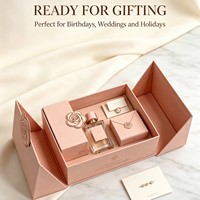 Kotak Hadiah Mewah Pink Dua Pintu, Kotak Kemasan Magnetik untuk Parfum Perhiasan Kosmetik Hadiah Pernikahan Ulang Tahun