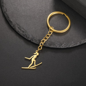 Nueva moda esquí llavero doble tablero esquí trineo deportes llaveros bolsa <span class=keywords><strong>de</strong></span> acero inoxidable coche llavero accesorios joyería regalo - Product Image 5