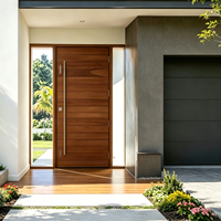 Porte d'entrée principale extérieure haute sécurité, robuste, coupe-vent, en bois et aluminium avec poignée