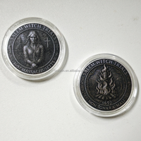 Livraison rapide, pièce de monnaie plaquée commémorative personnalisée des procès des sorcières de Salem, collection de souvenirs