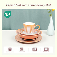 Top vente nordique de luxe Orange rond en céramique Restaurant maison assiette et bol ensemble ensembles de vaisselle en porcelaine