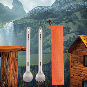 Juego de Cubiertos Tiartisan para Viajes, Escalada en Hielo, <span class=keywords><strong>Camping</strong></span>, con Mango Largo de Titanio, Cuchara y Tenedor - Product Image 3