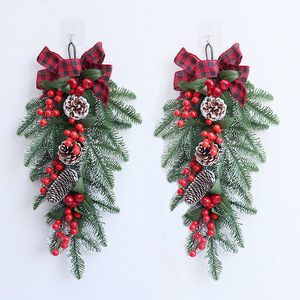 Cross Border Wholesale <b>Christmas</b> Inverted <b>Tree</b> <b>Christmas</b> <b>Wall</b> Hanging Decorative Pine Cone Berry Holiday <b>Christmas</b> Door Hanging - Product Image 1
