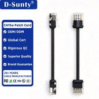 Kabel Patch Jaringan Pendek Slim Cat6A 10G Kecepatan Tinggi 28AWG Tembaga Murni RJ45 untuk Pusat Data