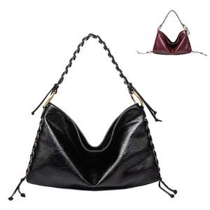 Sac à main Boston en PU tissé haut de gamme pour femmes, avec fermeture éclair, léger, durable, grande capacité, portable - Product Image 1