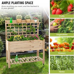 <span class=keywords><strong>Lit</strong></span> de jardin surélevé <span class=keywords><strong>avec</strong></span> treillis, étagères de <span class=keywords><strong>rangement</strong></span> haut/bas pour jardinière, support de jardinière en bois autoportant pour jardin, patio, balcon - Product Image 5