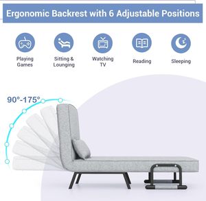 Sofa Bed Modern Recliner Guest Bed Linen Fabric <strong>Armchairs</strong> for <strong>Nursery</strong> Living Room Office - Product Image 6
