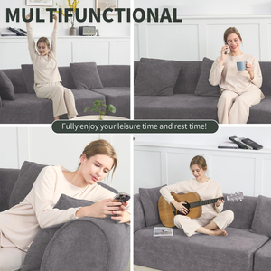 2026 Trending Roll-Up Left Chaise <b>Sofa</b> <b>Sponge</b>-Filled Fabric Apartment & Mall Use Easy Handling & Delivery - Product Image 4