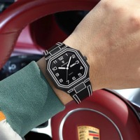 POEDAGAR 608 Montre Homme Tendance Créative Étanche Lumineuse Date Jour Bracelet Silicone Unique Quartz Montre-Bracelet Masculine Reloj
