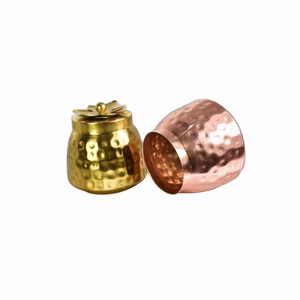 ทองเหลือง,โถเทียนเหล็กสไตล์เล็กเชิงเทียนมีฝาปิดขี้ผึ้งหม้อขี้ผึ้งแก้บนกล่องเหล็กหรูหราทองแดงอลูมิเนียม - Product Image 1