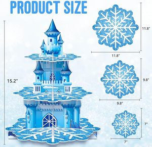 Soporte de 3 Niveles para Cupcakes Congelados DAMAI, Decoración de Mesa para Baby Shower de Invierno, Soporte para Cupcakes con Diseño de Copo de Nieve - Product Image 5