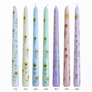 Bougies décoratives transfrontalières de 25 cm à longue tige, style européen, à motifs floraux, sans fumée, pour mariages et fêtes, pour une ambiance chaleureuse à la maison - Product Image 5