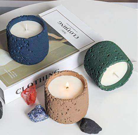 Creative Meteorite Texture Concrete Candle Cup Empty Candle Container ...