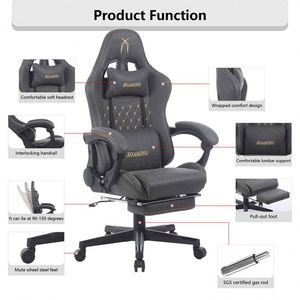 เก้าอี้เกมมิ่งปรับเอนได้ดีไซน์ใหม่พร้อมที่พักเท้า สีน้ำตาล - Product Image 6