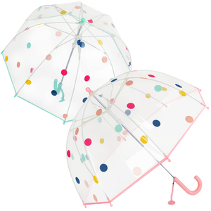 <span class=keywords><strong>Parapluie</strong></span> <span class=keywords><strong>transparent</strong></span> à long manche pour enfants avec impression de logo, 8 baleines, motif à pois, crochet en J, pour étudiants, filles, dessin animé, usage quotidien sous la pluie - Product Image 1