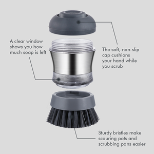 Lao động tiết kiệm món ăn nhà bếp Nồi công cụ làm sạch nhựa chà món ăn bàn chải với xà phòng Dispenser rửa chén miếng bọt biển làm sạch bàn chải - Product Image 6
