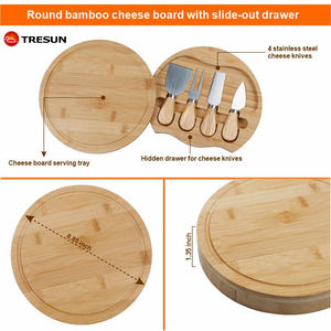 4 Cheese <b>Knives</b> Set with Wood Server Plate Stainless Steel Cheese Slicer Cutter Wood Handle Butter <b>Knife</b> Spatula <b>Fork</b> - Product Image 3
