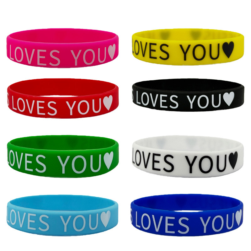 bracelets en silicone colorés Faith, 16 par lot