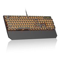 Clavier de jeu mécanique de style machine à écrire OEM ODM avec des touches rondes dorées rétro et un rétroéclairage LED orange