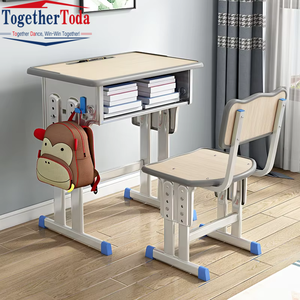 Chaise à cadre métallique moderne et durable, ensemble de mobilier coloré pour salle de classe - Bureaux et chaises d'étude réglables en hauteur pour étudiants, pour l'école - Product Image 6