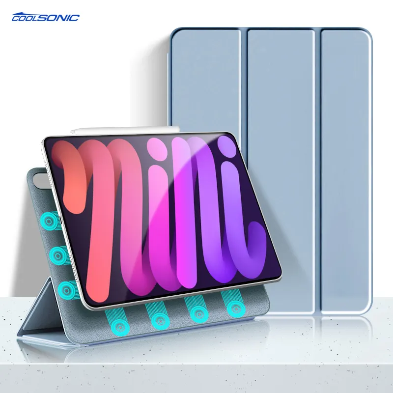 Nieuwe Collectie Smart Sterke Magnetische Afneembare Case Tablet Leather Folio Case Tablet Voor Ipad Apple Mini 6 2021 Voor Kinderen ipad Case