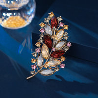 Broche Feuille de Cristal de Luxe Euro-Américaine XILIANGFEIZI, Tendance, pour Manteau, Corsage, Idéal Cadeau