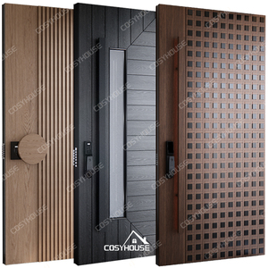 Porte d'entrée extérieure en bois de style artisan rustique entrée de sécurité pour maison Villa bâtiment résidentiel - Product Image 1