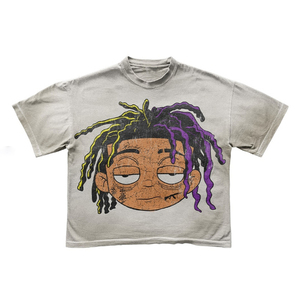 T-shirt Homme Manches Courtes Personnalisé avec Logo OEM, 300 g/m², Grammage Lourd, Style Hip Hop <span class=keywords><strong>Rap</strong></span>, Motif Dessin Animé, Impression DTG, Coupe Oversize, Streetwear - Product Image 2