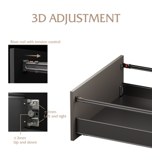 Cassetto in metallo sottile 3D KINGSTAR, sistema di cassetti in acciaio personalizzato con <span class=keywords><strong>chiusura</strong></span> ammortizzata, portata 35 kg per cucina, appartamento, camera da letto - Product Image 4