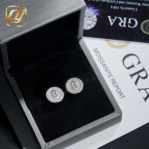 Boucles d'oreilles clous lettre B en argent 925 plaqué rhodium, moissanite taille brillant rond, certifiées GRA, bijoux de luxe unisexe - Product Image 2
