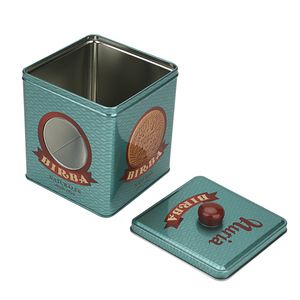 Boîte de conserve de collection de biscuits carrés en métal à impression personnalisée Boîte de conserve cadeau pour biscuits, bonbons et biscuits avec bouton sur le couvercle - Product Image 2