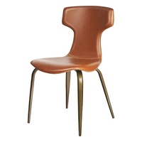 Chaise de salle à manger en métal de style nordique, luxe léger, avec dossier et revêtement en cuir, pour bureau et salle à manger