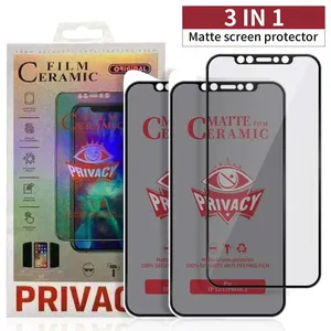 Premium 9H Full Covered Privacy Anti-Spay Protector de pantalla de cerámica resistente a explosiones para iPhone 15 14 13 12 11 Pro Max plus